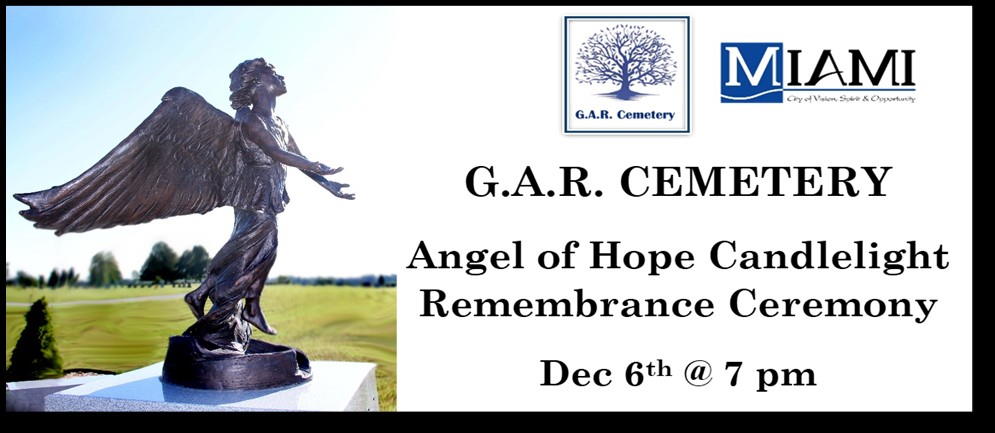 Advertisement for Angel of Hope Candlelight Remembrance Ceremony, Dec 6th 2018 at 7pm